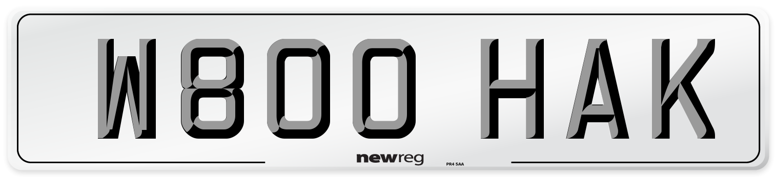 W800 HAK Number Plate from New Reg